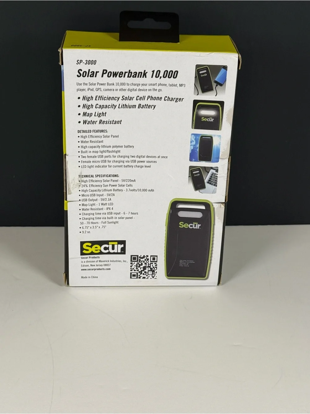 ☀️ NWT Secur Emergency Solar Powerbank 10,000mAh Portable Charger